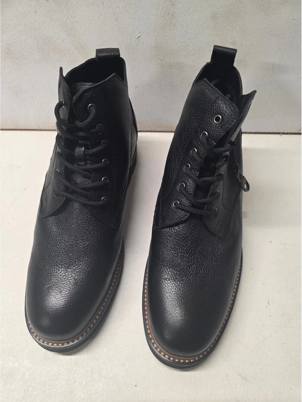 CALTO Y42071 Mens Size 10 Black Leather Elevator Boots 2.8” Height Increase
